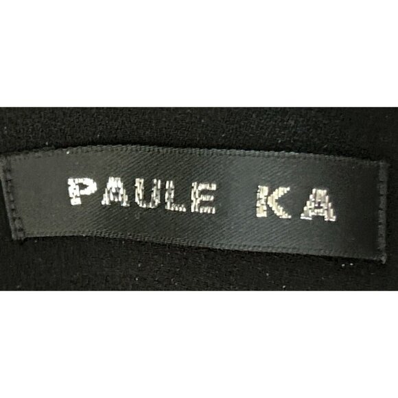 PAULE KA Evening Gown Elegant Black Sleeveless Dress V-Neck & Bow Detail - Picture 14 of 15